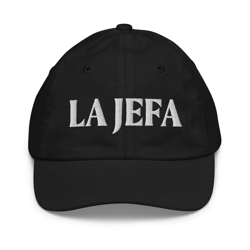La Jefa The Boss Embroidered Youth Baseball Cap | Empowerment, Leadership, Bold Identity | J15 Mexicada Black