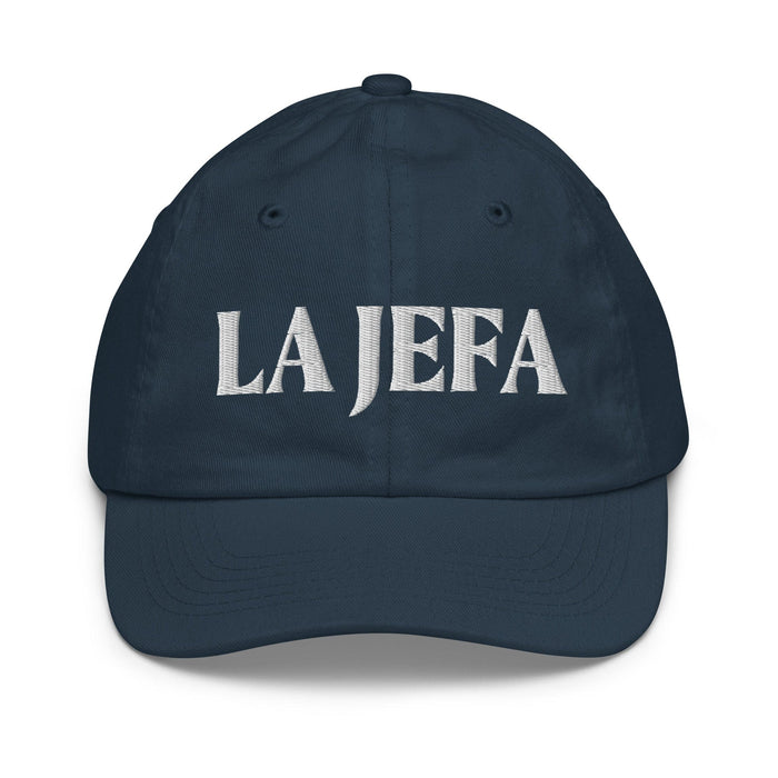 La Jefa The Boss Embroidered Youth Baseball Cap | Empowerment, Leadership, Bold Identity | J15 Mexicada Navy
