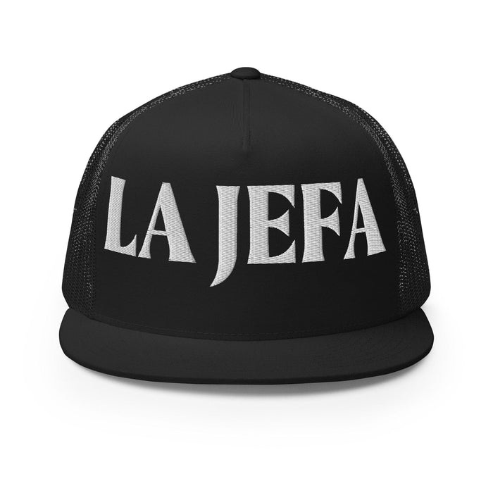 La Jefa The Boss Mexican Spanish Pride Gift Regalo Embroidered Trucker Cap | J15 Mexicada Black