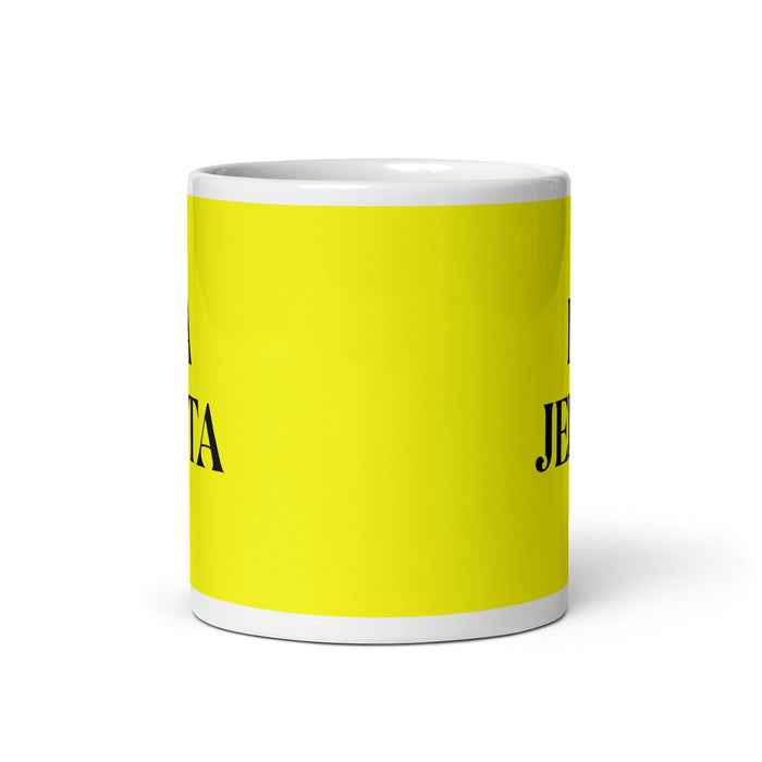 La Jefita The Little Boss Funny Home Office Work Coffee Mug Mexican Spanish Pride Gift White Glossy Cup Yellow Card Mug Mexicada