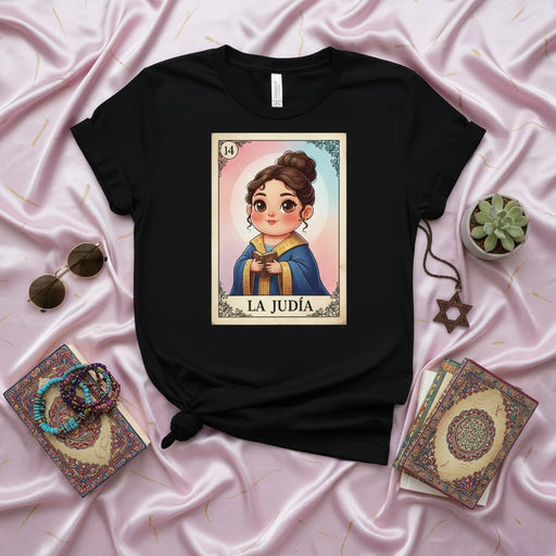 LA JUDÍA Cute Chibi Loteria Card T-Shirt, Jewish Girl Design, Funny Mexican Bingo Game Tee, Unisex Adult Clothing, Unique Gift Idea Mexicada