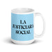 La Justiciara Social The Social Justice Advocate Funny Home Office Work Coffee Mug Mexican Spanish Pride Gift White Glossy Cup Sky Blue Card Mug Mexicada 15 oz