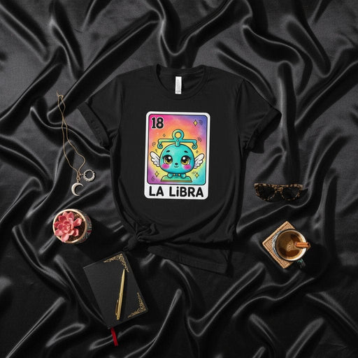 LA LIBRA Kawaii Cute Libra Zodiac Sign Loteria Card Number 18 T-Shirt, Mexican Bingo Game Birthday Gift Tee, Astrology Horoscope Art Shirt for Men Women Mexicada