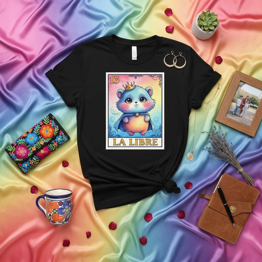LA LIBRE Cute Hamster King Loteria Card Graphic Tee | Unisex Softstyle Short Sleeve T-Shirt | Funny Mexican Bingo Game Art Gift for Men & Women Mexicada
