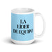 La Líder De Equipo The Team Leader Funny Home Office Work Coffee Mug Mexican Spanish Pride Gift White Glossy Cup Sky Blue Card Mug Mexicada 15 oz