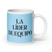 La Líder De Equipo The Team Leader Funny Home Office Work Coffee Mug Mexican Spanish Pride Gift White Glossy Cup Sky Blue Card Mug Mexicada 20 oz