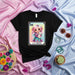 LA LIMEÑA 08 Cute Kawaii Lotería Card T-Shirt, Mexican Bingo Game Inspired, Pastel Pink and Blue Hair Girl Holding a White Puppy Graphic Tee, Unisex Gift for Latinx Culture Fans and Lovers of Cute Art Mexicada