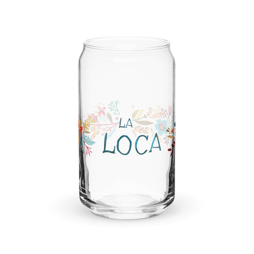 La Loca Exclusive Art Piece Can-Shaped Glass Home Office Work Mexican Spanish Pride Gift Cup One-Of-A-Kind Calligraphy Glass | L10 Mexicada 16 oz (No Lid No Straw)