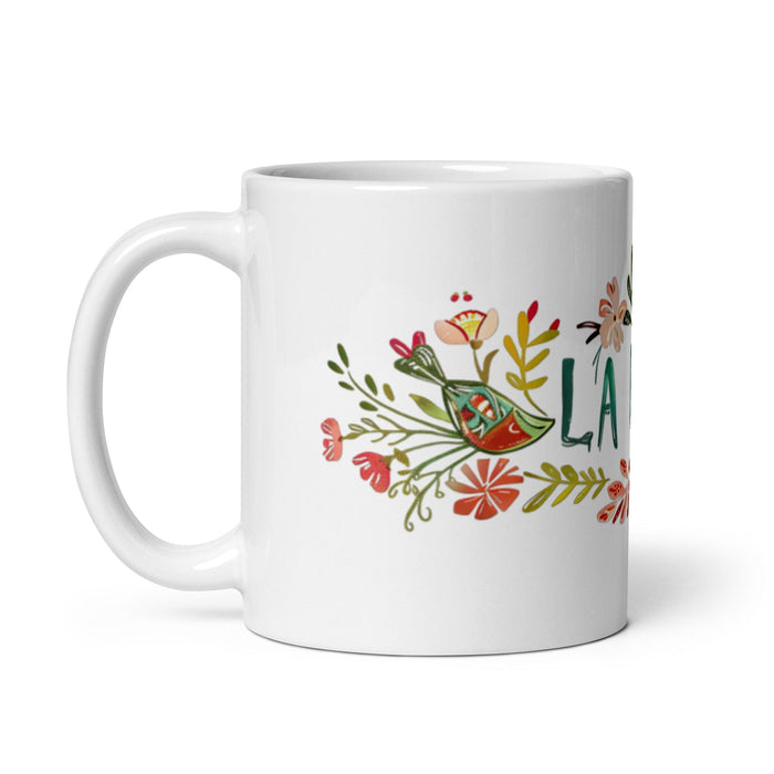 La Loca Exclusive Art Piece Home Office Work Coffee Mug Mexican Spanish Pride Gift Cup One-Of-A-Kind Calligraphy White Glossy Mug | L1 Mexicada