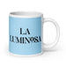 La Luminosa The Luminous Funny Home Office Work Coffee Mug Mexican Spanish Pride Gift White Glossy Cup Sky Blue Card Mug Mexicada 20 oz