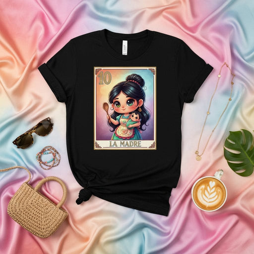 LA MADRE Cute Loteria Card T-Shirt, Mexican Mom & Baby Mother's Day Gift, Chingona Tee, Latina Motherhood Shirt, Spanish Culture Game Art Apparel Mexicada