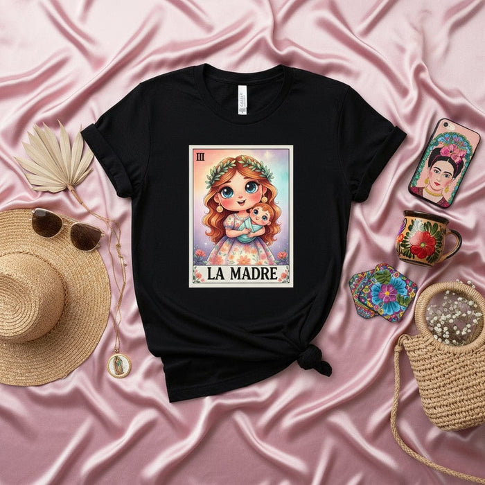 LA MADRE Cute Motherhood Lotería Card Graphic Tee, Baby Shower Gift, Mom Life Unisex T-Shirt, Mother's Day Gift Idea, Día de las Madres T-Shirt Mexicada