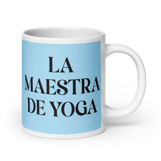 La Maestra De Yoga The Yoga Master Funny Home Office Work Coffee Mug Mexican Spanish Pride Gift White Glossy Cup Sky Blue Card Mug Mexicada 20 oz