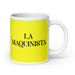 La Maquinista The Machinist Funny Home Office Work Coffee Mug Mexican Spanish Pride Gift White Glossy Cup Yellow Card Mug Mexicada 20 oz