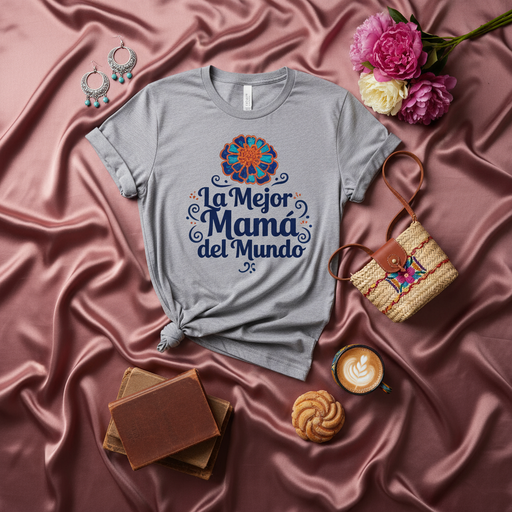 La Mejor Mamá del Mundo Shirt, Spanish Mother's Day Gift, Día de las Madres T-Shirt, Floral Marigold Graphic Tee, Latina Mom Apparel, Best Mom in the World Top Mexicada