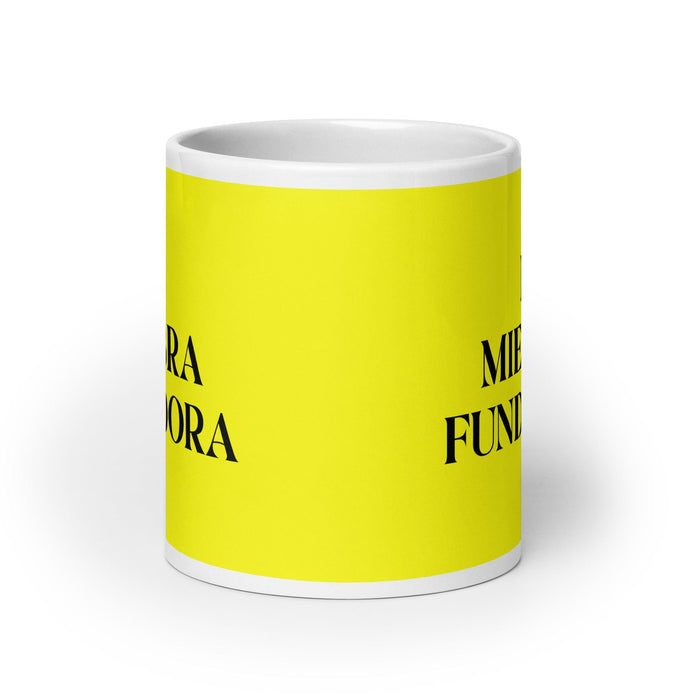 La Miembra Fundadora The Founding Member Funny Home Office Work Coffee Mug Mexican Spanish Pride Gift White Glossy Cup Yellow Card Mug Mexicada