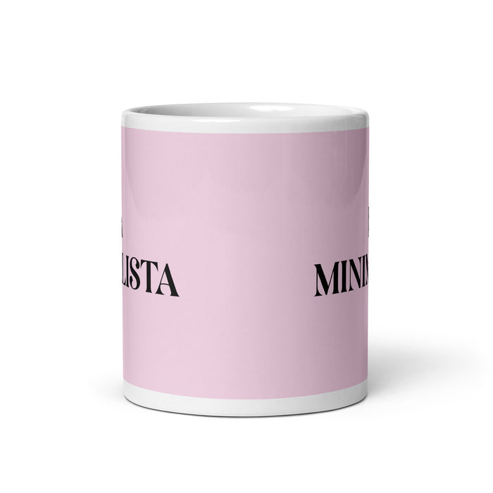 La Minimalista The Minimalist Funny Home Office Work Coffee Mug Mexican Spanish Pride Gift White Glossy Cup Light Pink Card Mug Mexicada