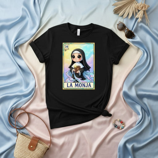 La Monja Cute Chibi Nun Loteria Card Art Unisex T-Shirt - Mexican Bingo Game Player Gift Tee Mexicada