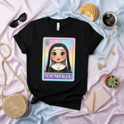 LA MONJA Cute Nun Loteria Card Graphic Tee Shirt Unisex Gaming Culture Traditional Mexican Bingo T-Shirt Gift Mexicada