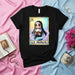 LA MONJA Loteria Card T-Shirt: Cute Nun Kawaii Graphic Tee, Number 14 La Monja Bingo Design, Funny Mexican Culture Gift Shirt, Unisex Black Top Mexicada