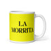 La Morrita The Little Girl/Boy Funny Home Office Work Coffee Mug Mexican Spanish Pride Gift White Glossy Cup Yellow Card Mug Mexicada 11 oz