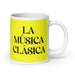 La Música Clásica The Classical Musician Funny Home Office Work Coffee Mug Mexican Spanish Pride Gift White Glossy Cup Yellow Card Mug Mexicada 20 oz