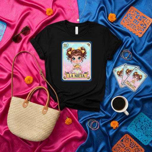La Nieta Cute Chibi Loteria Card T-Shirt, Mexican Bingo Game Niece Granddaughter Graphic Tee, Fun Hispanic Heritage Gift Shirt, Unisex Mexicada
