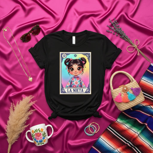 LA NIETA Loteria Card T-Shirt Cute Granddaughter Graphic Tee Unisex Mexican Bingo Game Style Apparel Mexicada