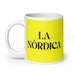 La Nórdica The Nordic Funny Home Office Work Coffee Mug Mexican Spanish Pride Gift White Glossy Cup Yellow Card Mug Mexicada