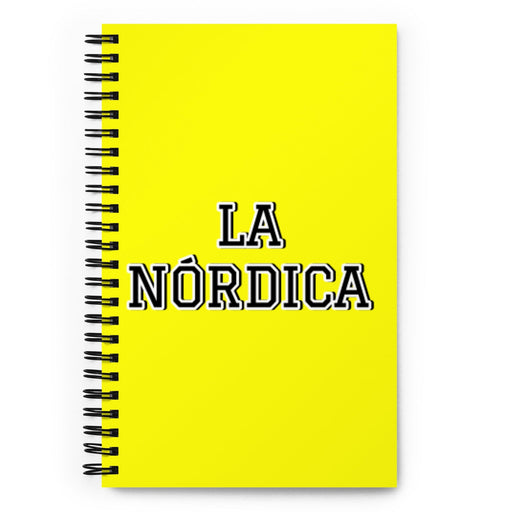 La Nórdica The Nordic | Yellow Spiral Notebook, 140 Dotted Sheets | Funny Gift Idea Home Office Work | Mexican Spanish Pride Gift Mexicada