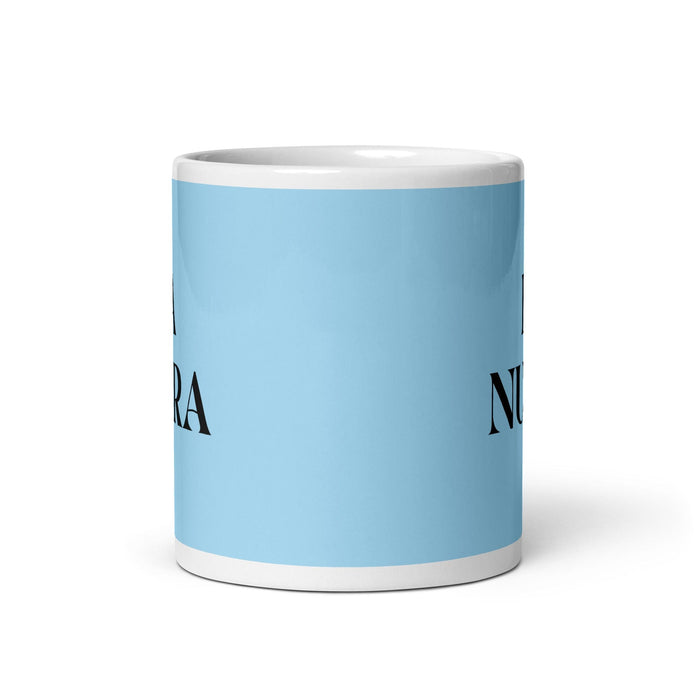 La Nuera The Daughter-In-Law / The Son-In-Law Funny Home Office Work Coffee Mug Mexican Spanish Pride Gift White Glossy Cup Sky Blue Card Mug Mexicada