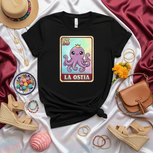 LA OSTIA Cute Octopus La Loteria Card 13 Unisex T-Shirt, Mexican Bingo Game Art Tee, Kawaii Sea Animal Graphic Shirt, Trendy Hispanic Culture Apparel Gift Idea Mexicada