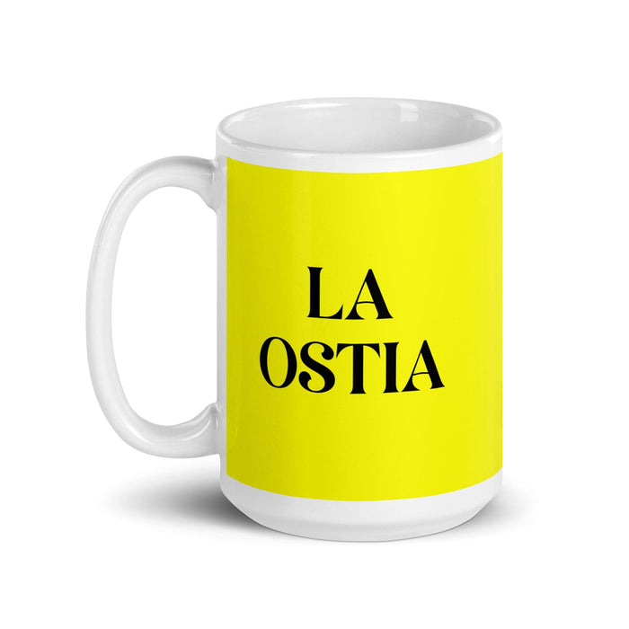 La Ostia The Surprised One Funny Home Office Work Coffee Mug Mexican Spanish Pride Gift White Glossy Cup Yellow Card Mug Mexicada