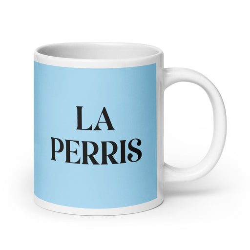 La Perris The Cool One Funny Home Office Work Coffee Mug Mexican Spanish Pride Gift White Glossy Cup Sky Blue Card Mug Mexicada 20 oz