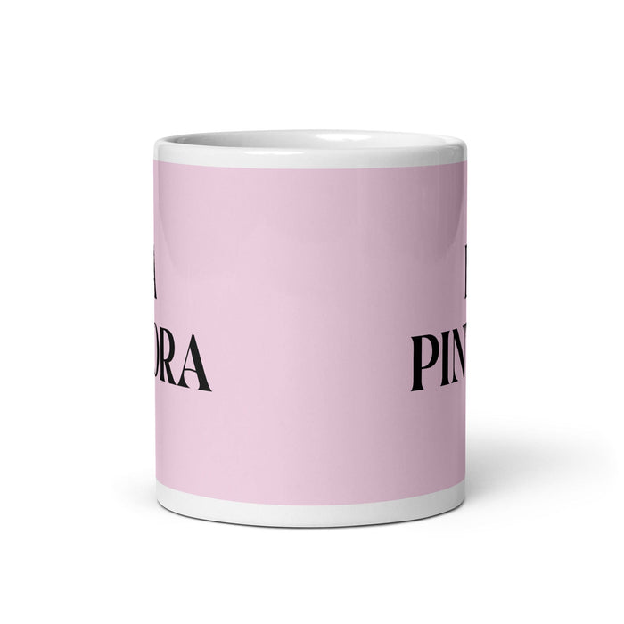 La Pintora The Painter Funny Home Office Work Coffee Mug Mexican Spanish Pride Gift White Glossy Cup Light Pink Card Mug Mexicada