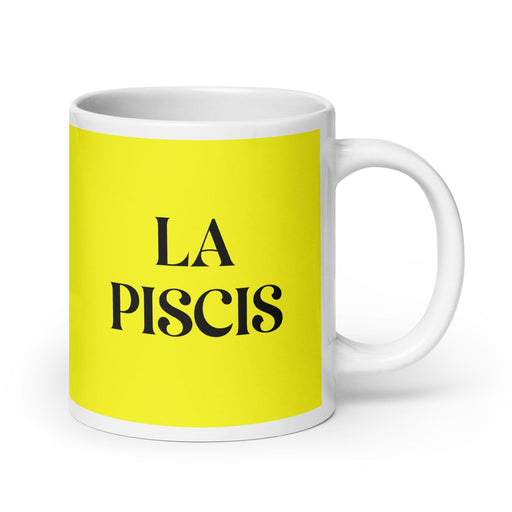 La Piscis The Pisces Funny Home Office Work Coffee Mug Mexican Spanish Pride Gift White Glossy Cup Yellow Card Mug Mexicada 20 oz