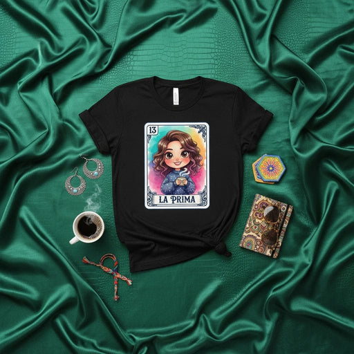 La Prima Loteria Card T-Shirt Cute Cousin Gift for Her Unisex Funny Mexican Bingo Game Top Latina Aesthetic Shirt with Sweet Girl Graphic Design Mexicada