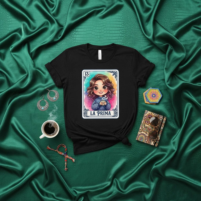 La Prima Loteria Card T-Shirt Cute Cousin Gift for Her Unisex Funny Mexican Bingo Game Top Latina Aesthetic Shirt with Sweet Girl Graphic Design Mexicada
