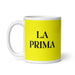 La Prima The Cousin (Female) / The Cousin (Male) Funny Home Office Work Coffee Mug Mexican Spanish Pride Gift White Glossy Cup Yellow Card Mug Mexicada