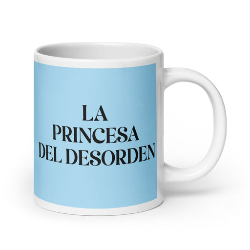 La Princesa Del Desorden The Princess / Prince Of Chaos Funny Home Office Work Coffee Mug Mexican Spanish Pride Gift White Glossy Cup Sky Blue Card Mug Mexicada 20 oz