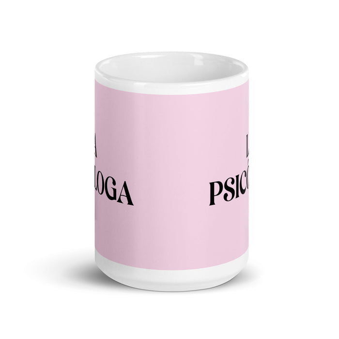 La Psicóloga The Psychologist Funny Home Office Work Coffee Mug Mexican Spanish Pride Gift White Glossy Cup Light Pink Card Mug Mexicada