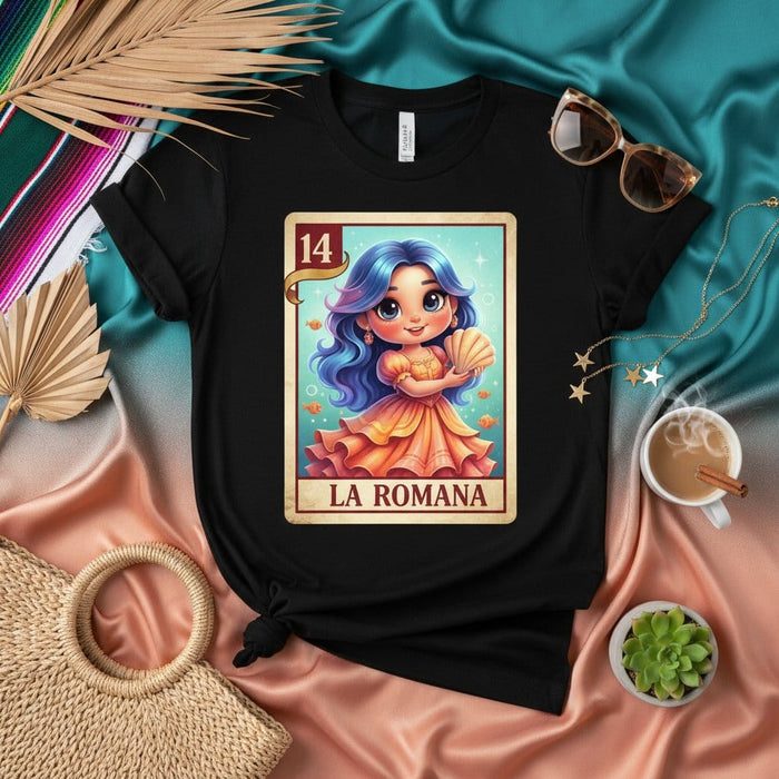 LA ROMANA Cute Siren Mermaid Loteria Card T-Shirt, Unisex Graphic Tee, Mexican Bingo Game Art, La Sirena Shirt Gift Mexicada