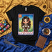 LA RUMANA Loteria Card T-Shirt, Cute Romanian Girl in Traditional Folk Costume Graphic Tee, Unisex Black Shirt, Unique Hispanic Culture Game Inspired Design, Number 13, Gift for Her Mexicada