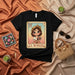 LA RUMANA Loteria Card Unisex T-Shirt - Cute Cartoon Girl with Head Scarf & Flowers, Unique Mexican Bingo Inspired Game Art Tee, Short Sleeve Graphic Shirt, Number 17 Print, Gift for Him or Her Mexicada