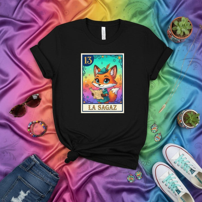 LA SAGAZ Cute Fox Loteria Card 13 Unisex T-Shirt Mexican Bingo Game Design Colorful Rainbow Tee Top Mexicada