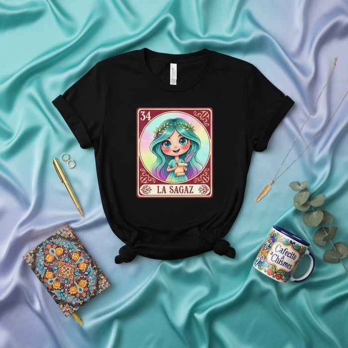 LA SAGAZ Loteria Card T-Shirt Cute Cartoon Mermaid Girl Mexican Bingo Unisex Graphic Tee Gift Idea Mexicada