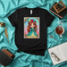 LA SAGAZ Loteria Card T-Shirt Cute Chibi Girl with Books and Floral Crown Design Unisex Black Graphic Tee for Readers and Hispanic Culture Fans Mexicada