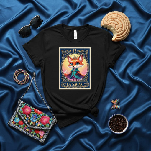 LA SAGAZ Loteria Card T-Shirt, Mexican Bingo Fox Design, Unisex Graphic Tee, Number 13, Traditional Culture Apparel Gift Mexicada