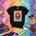 LA SIRIA Cute Chibi Girl Loteria Card T-Shirt Unisex Mexican Bingo Game Design Graphic Tee Rainbow Floral Crown Mexicada