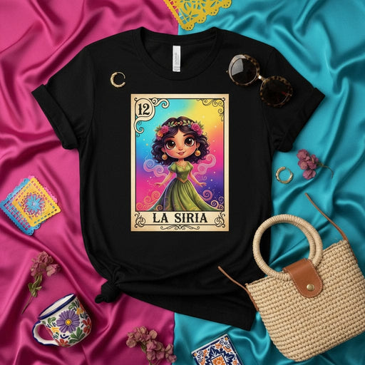 LA SIRIA Cute Fantasy Girl Loteria Card T-Shirt Rainbow Floral Crown Mexican Game Aesthetic Graphic Tee Unisex Gift Idea Mexicada